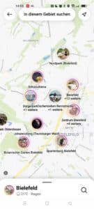 Instagram zeigt Karten der Umgebung - und Nutzerprofile als Ortsmarken.