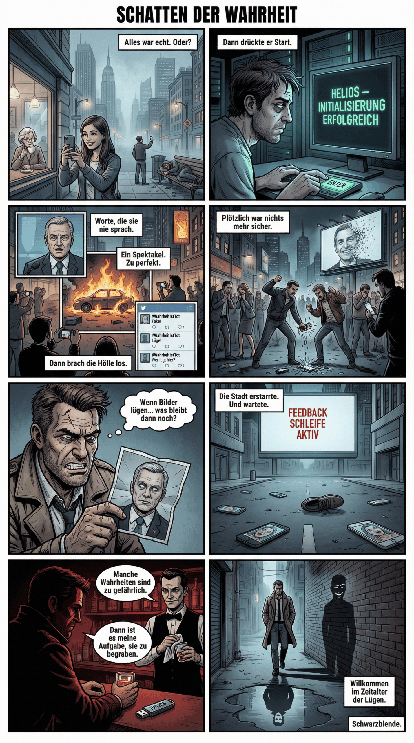 Ein Comic, dessen Protagonist Helios einsetzt, um, wie er sagt, manche Wahrheiten zu "begraben".